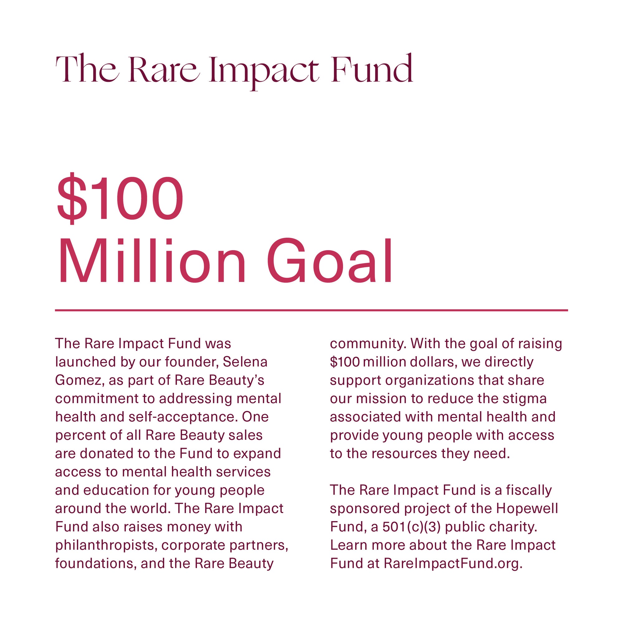 $100 Million Goal
