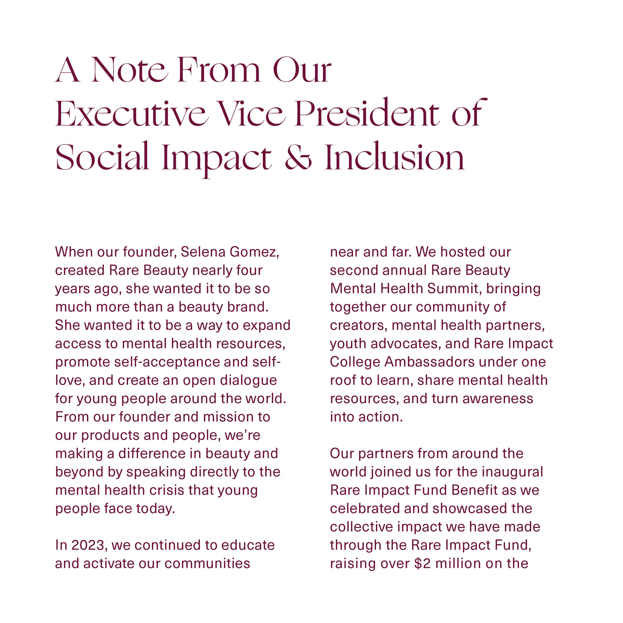 A note from our executive vice president of Social Impact & Inclusion